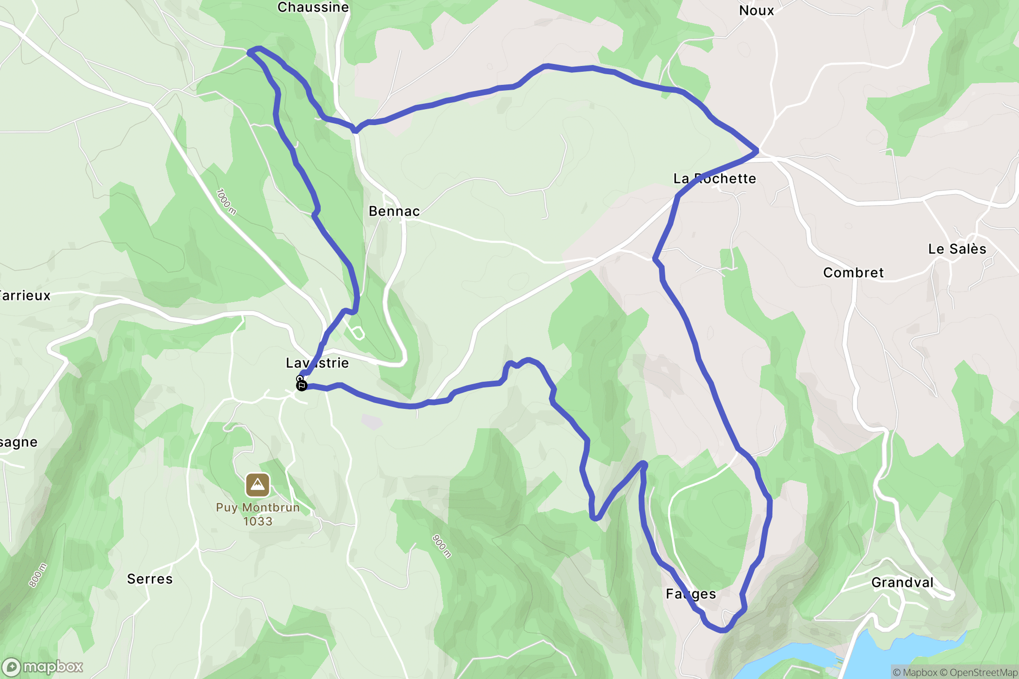 Neuvéglise-sur-Truyère : carte du parcours de randonnée - France
