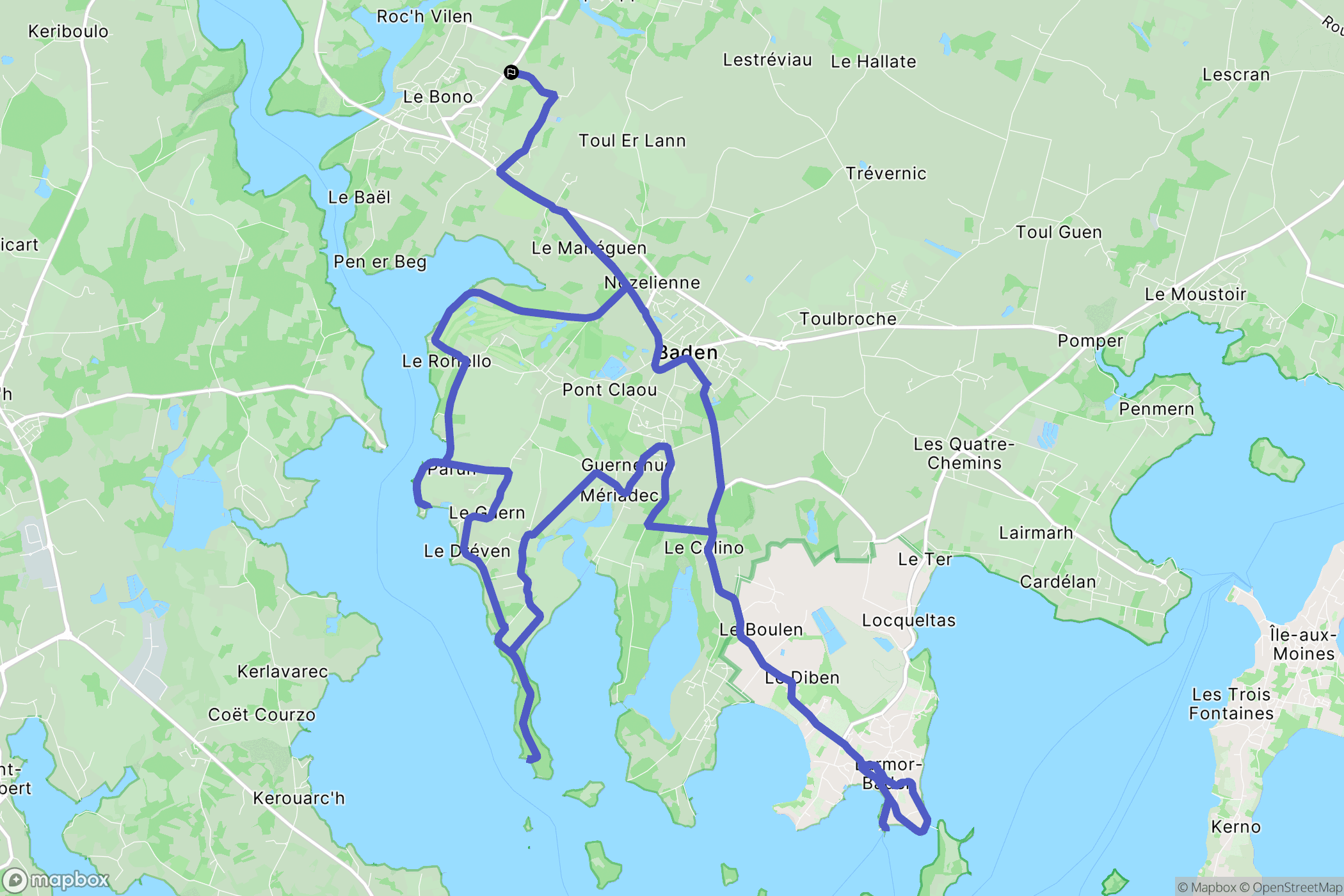 Bono : carte du parcours de randonnée - France