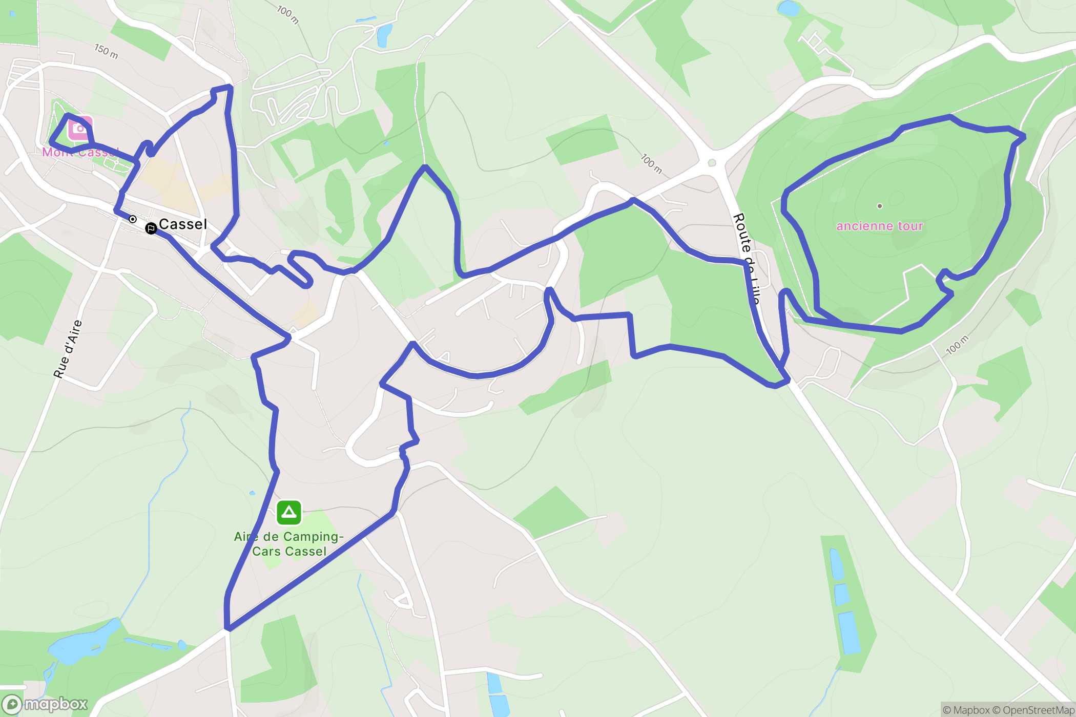 Cassel : carte du parcours de randonnée - France