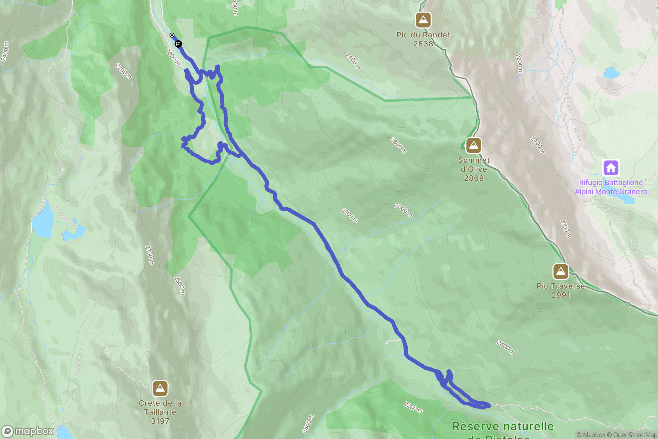 Abriès-Ristolas : carte du parcours de randonnée - France