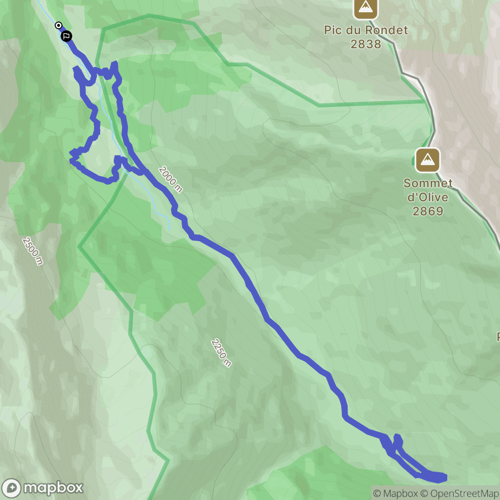 Abriès-Ristolas : carte du parcours de randonnée - France