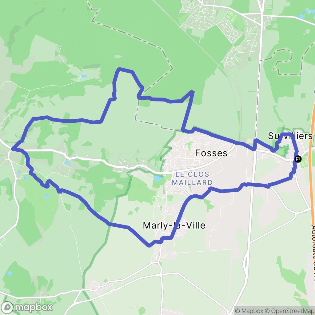 Survilliers : carte du parcours de randonnée - France