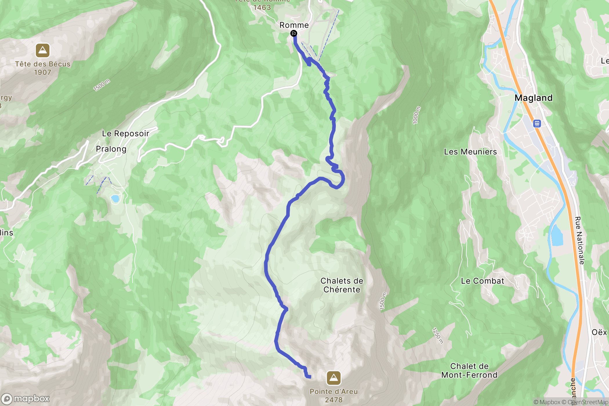 Nancy-sur-Cluses : carte du parcours de randonnée - France