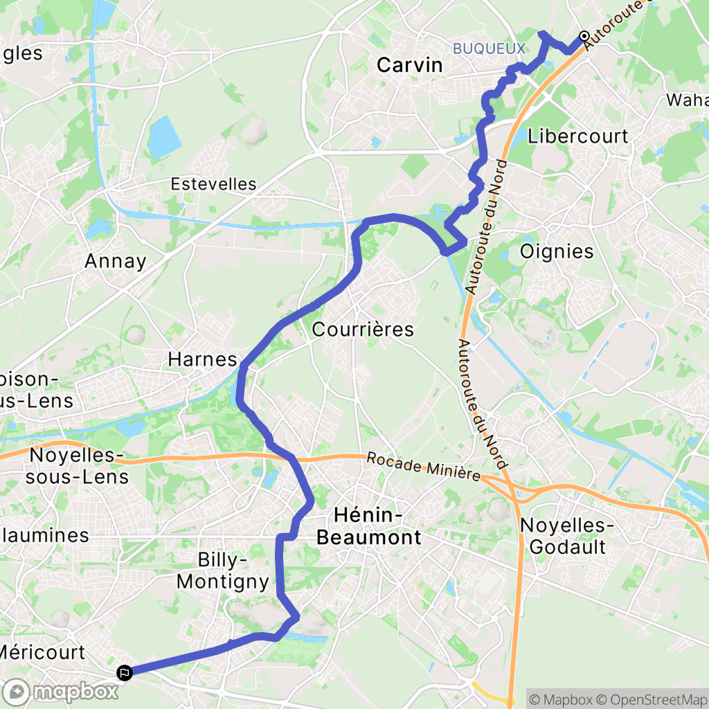 Libercourt : carte du parcours de randonnée - France