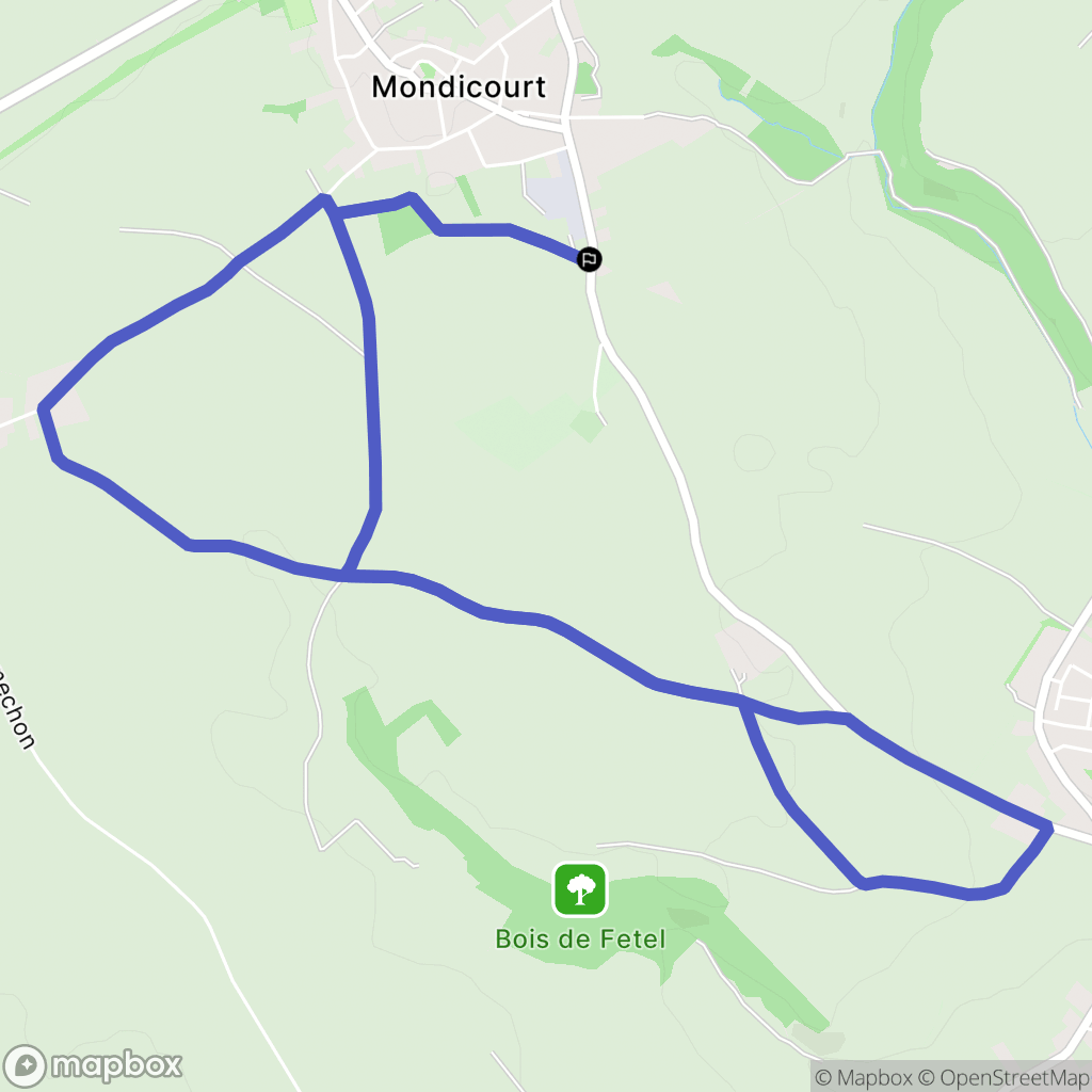 Mondicourt : carte du parcours de randonnée - France