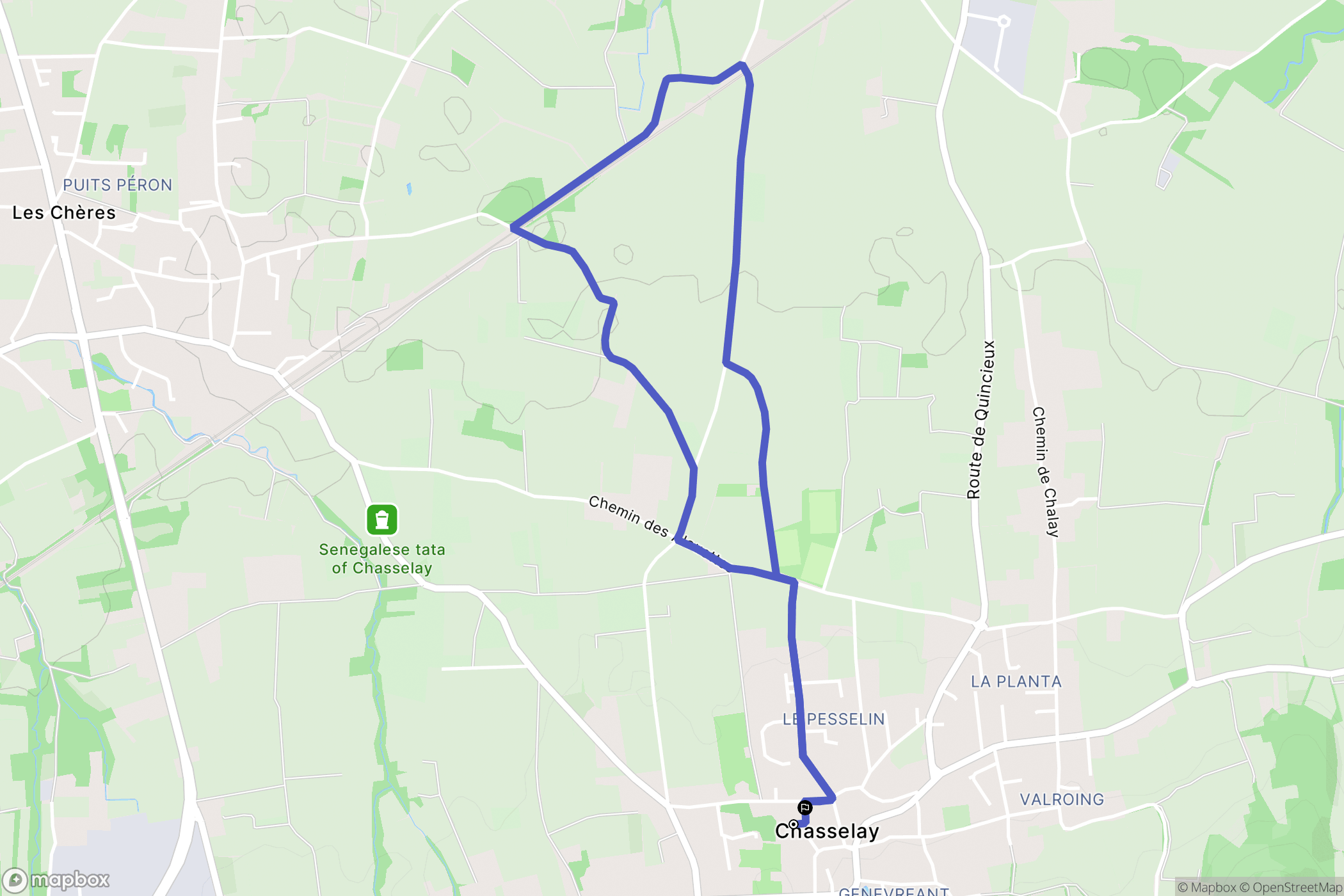 Chasselay : carte du parcours de randonnée - France