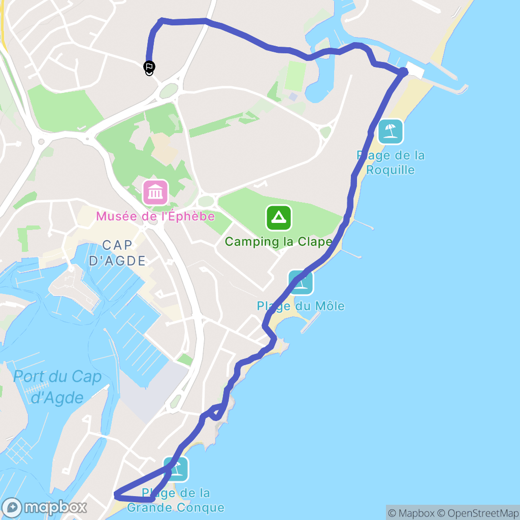 Agde : carte du parcours de randonnée - France
