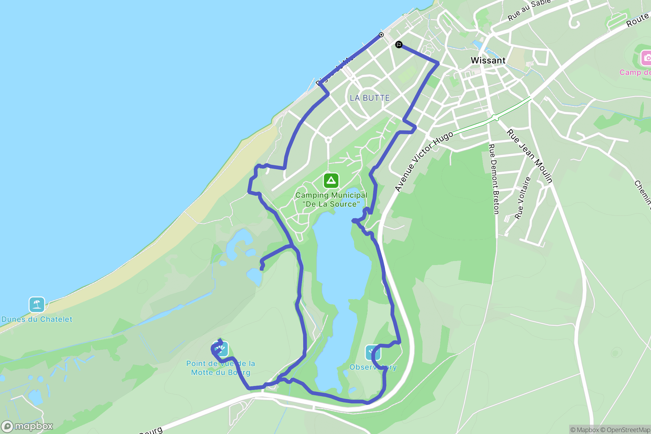 Wissant : carte du parcours de randonnée - France