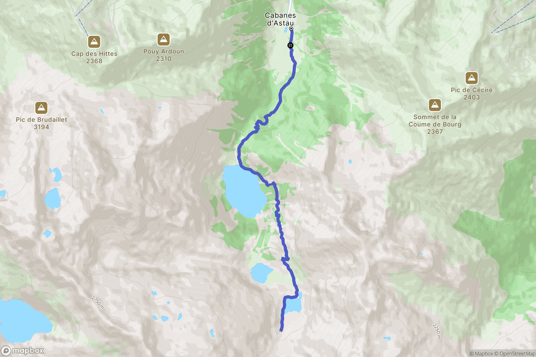 Oô : carte du parcours de randonnée - France