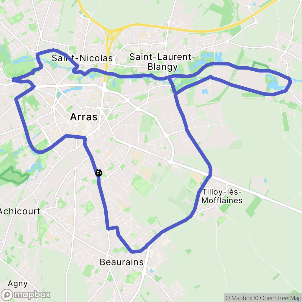 Arras : carte du parcours de randonnée - France