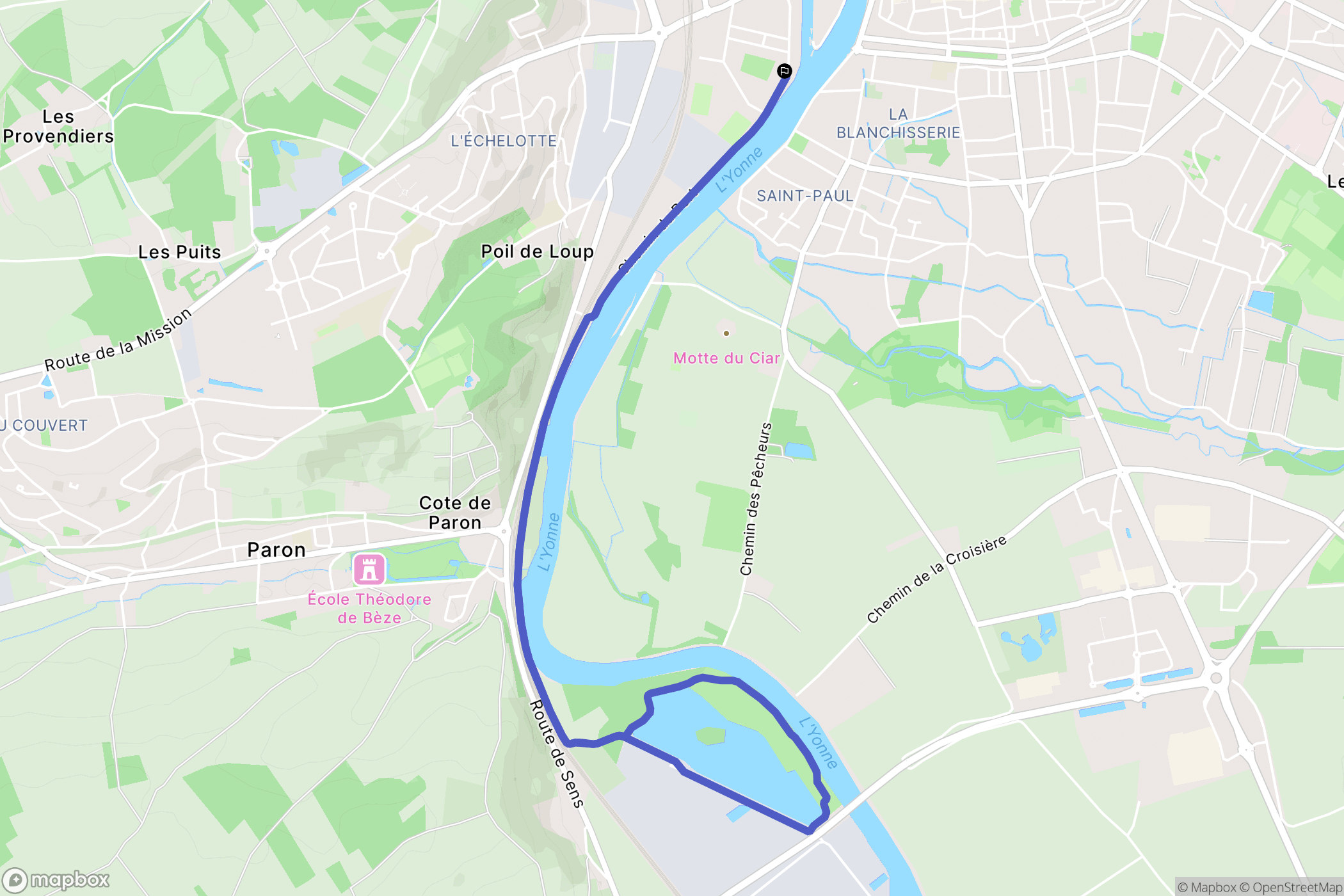 Sens : carte du parcours de randonnée - France