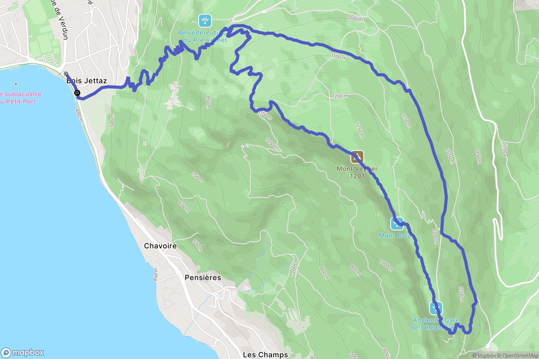 Annecy : carte du parcours de randonnée - France