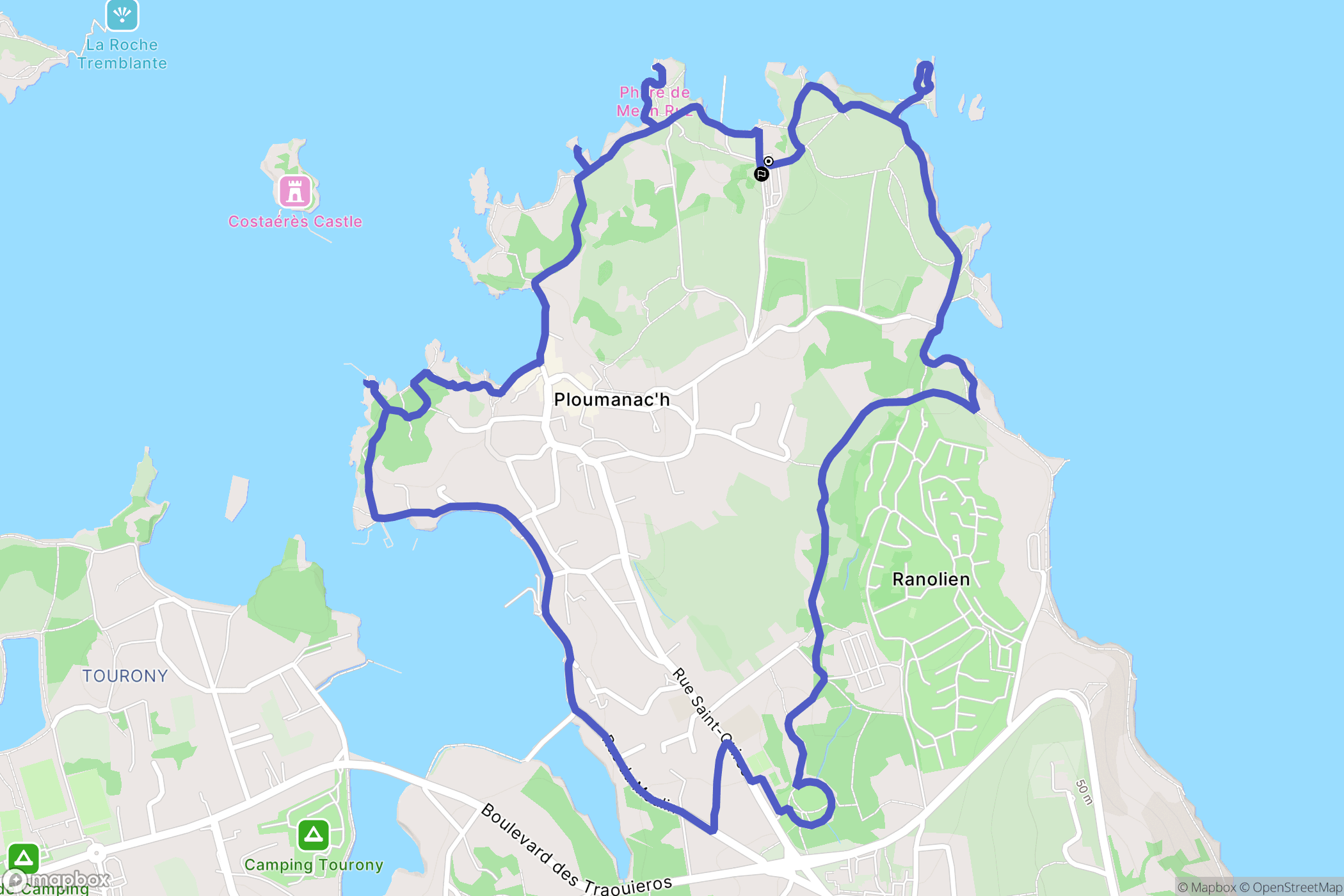 Perros-Guirec : carte du parcours de randonnée - France