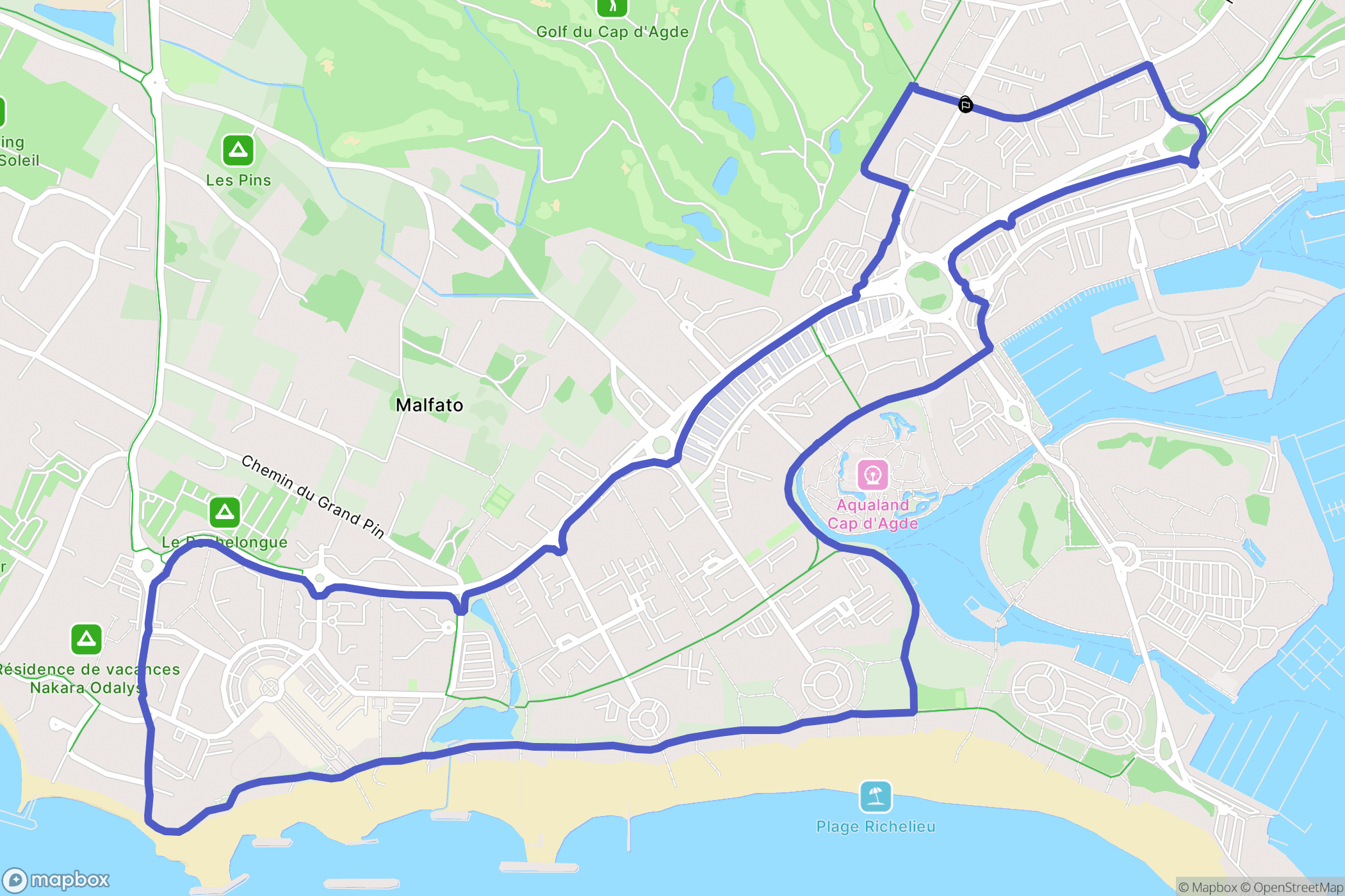 Cap d'Agde : carte du parcours de randonnée - France