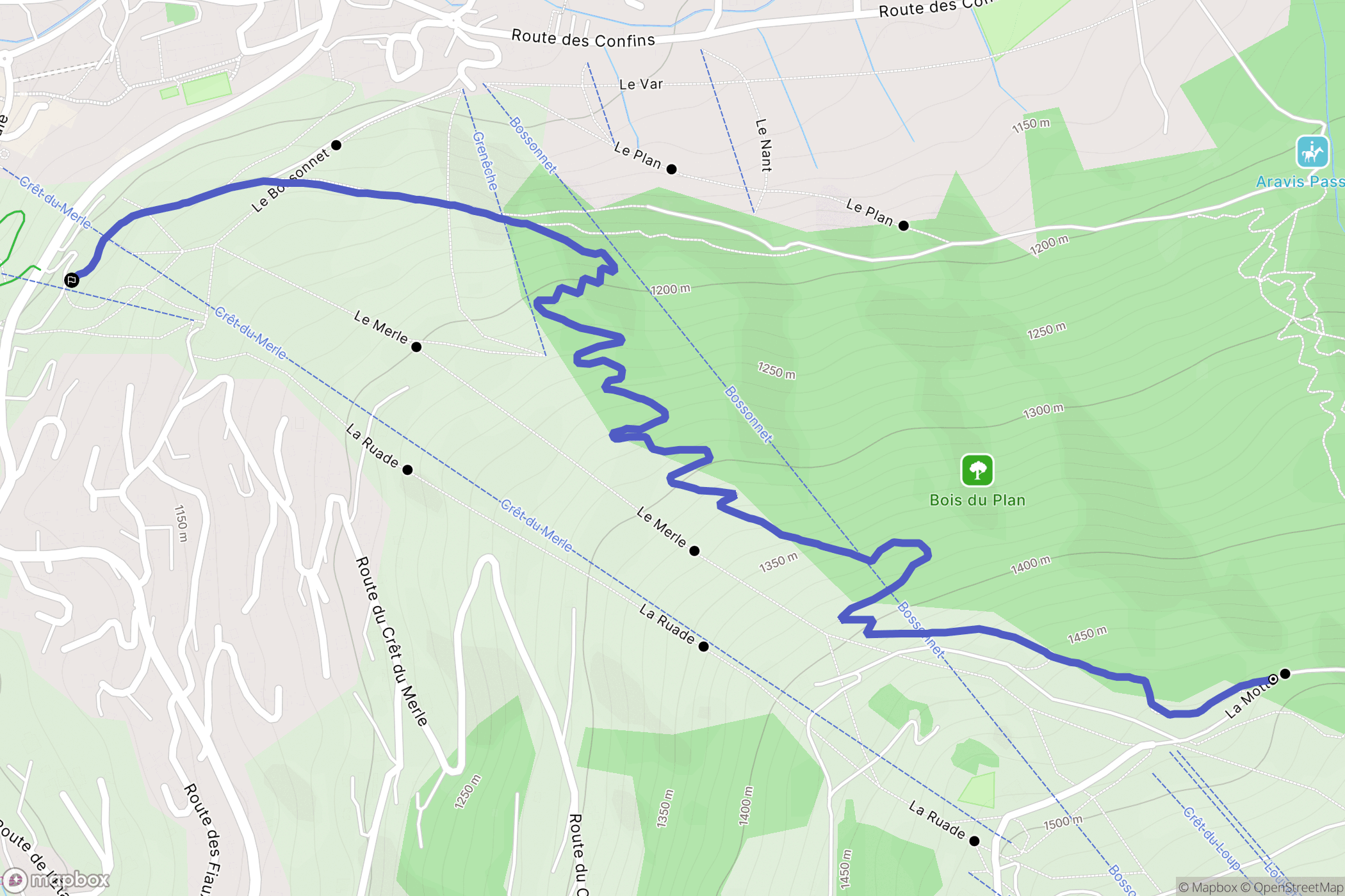 La Clusaz : carte du parcours de randonnée - France