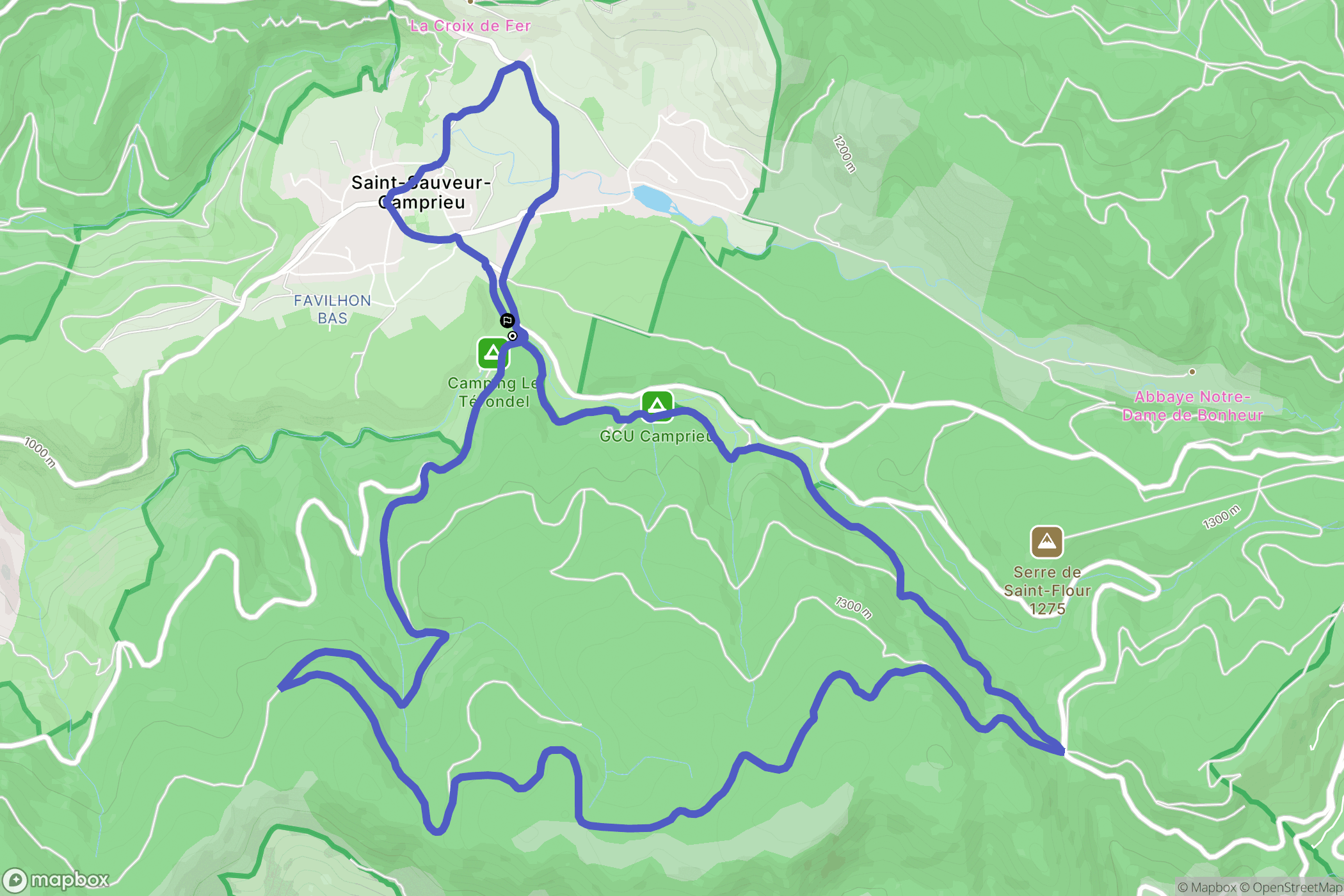 Saint-Sauveur-Camprieu : carte du parcours de randonnée - France