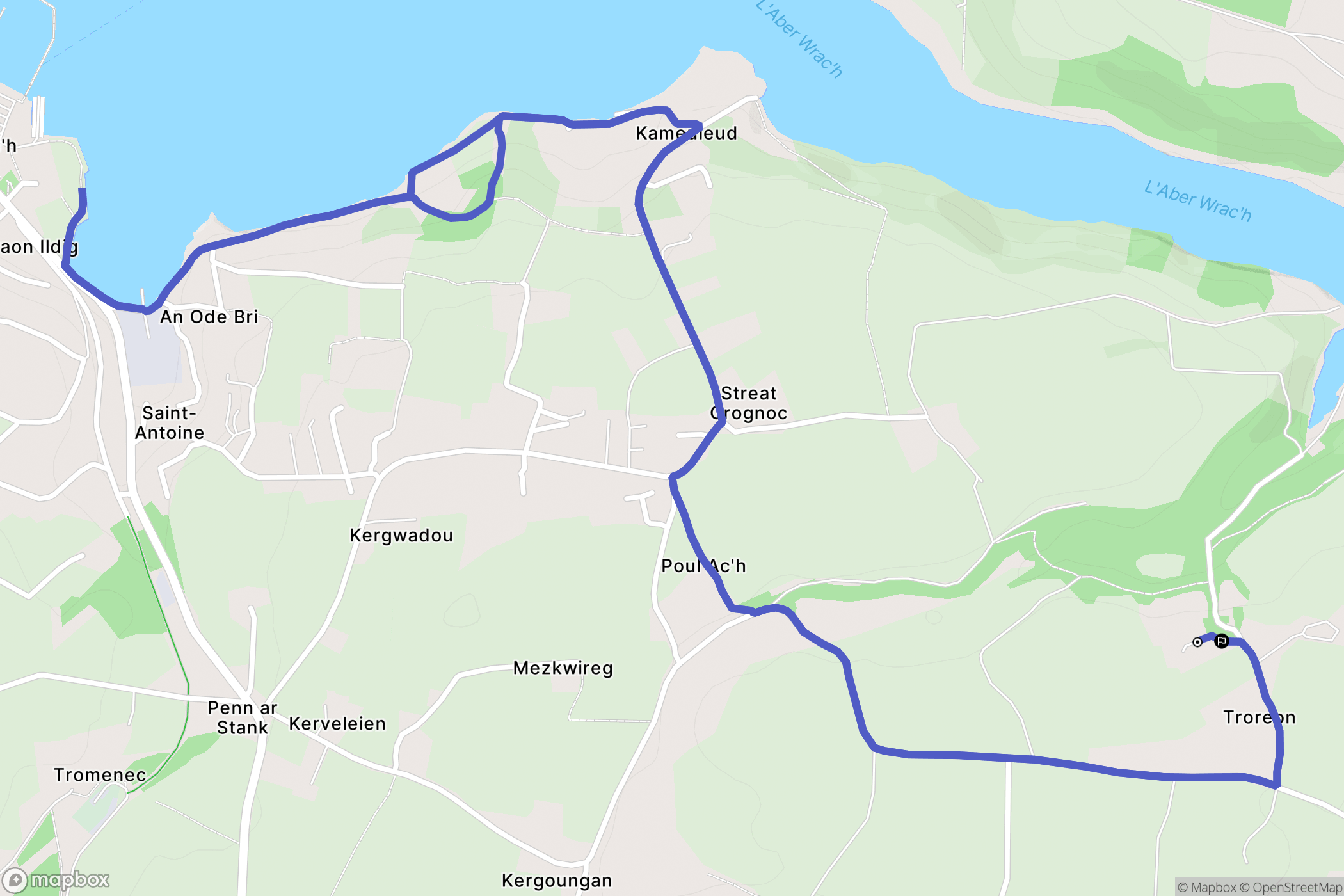 Lannilis : carte du parcours de randonnée - France