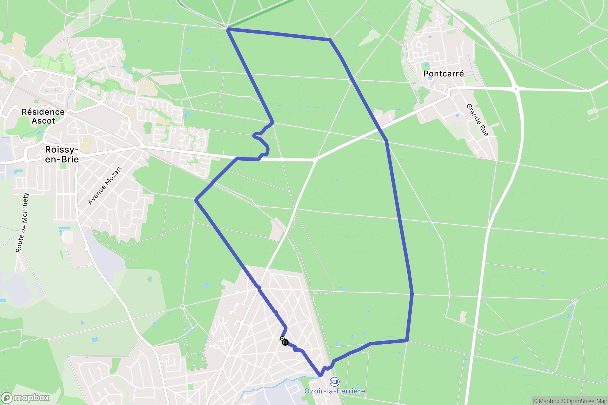 Ozoir-la-Ferrière : carte du parcours de randonnée - France