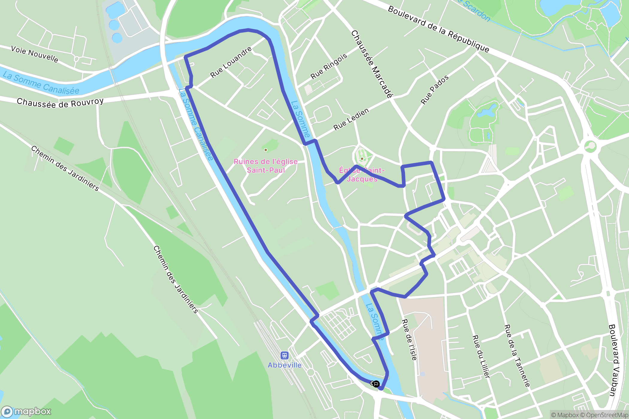 Abbeville : carte du parcours de randonnée - France