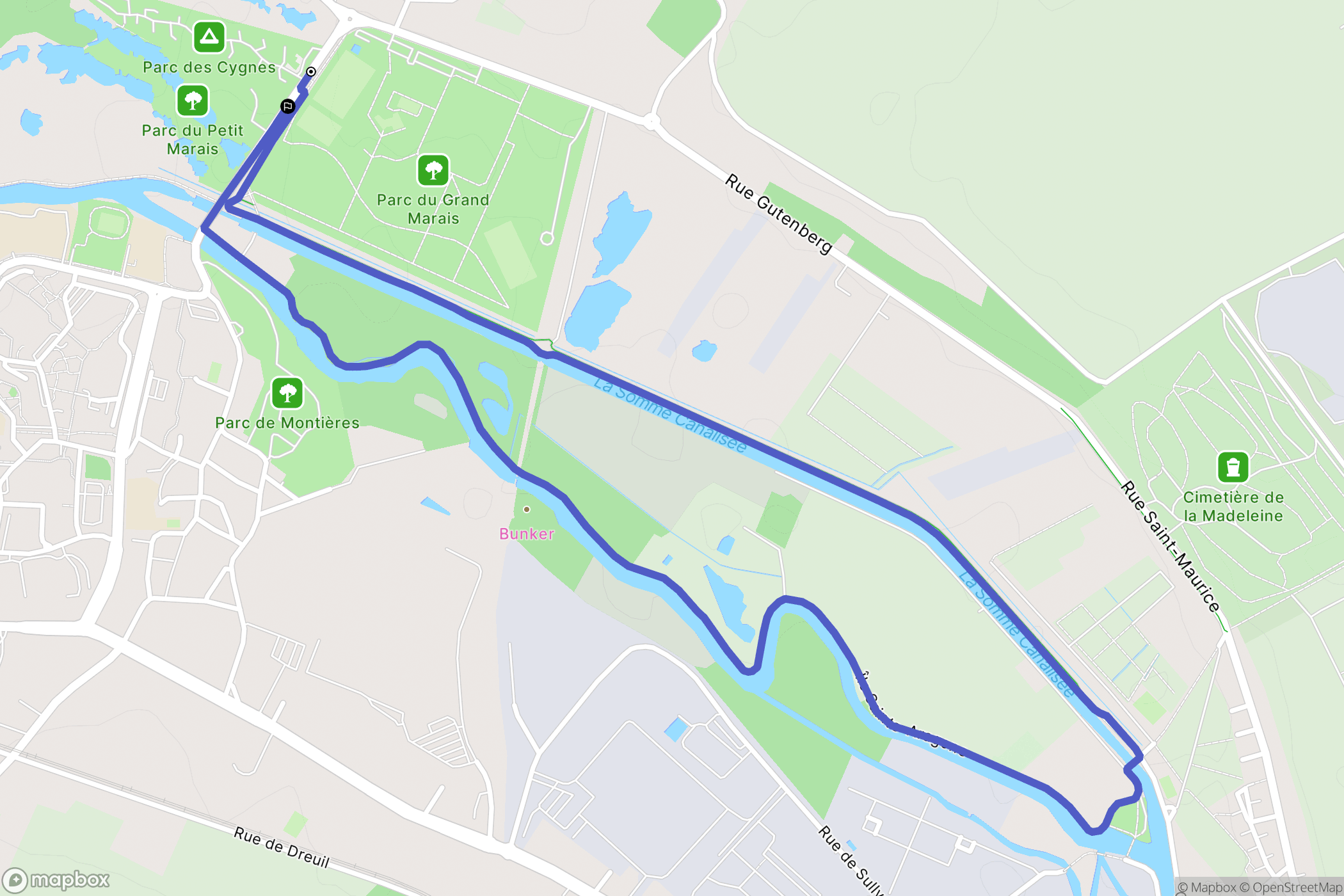 Amiens : carte du parcours de randonnée - France