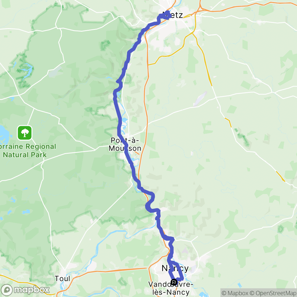 Vandœuvre-lès-Nancy : carte du parcours de randonnée - France