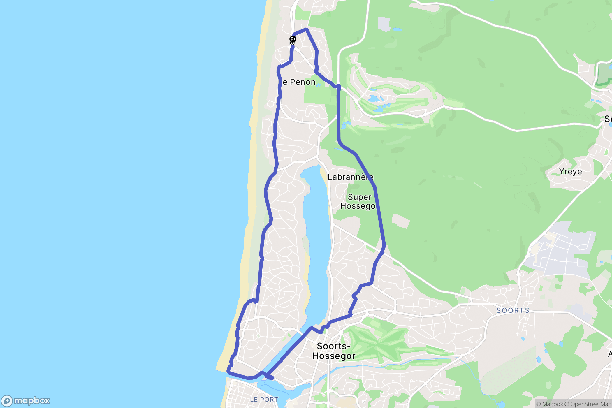 Seignosse : carte du parcours de randonnée - France