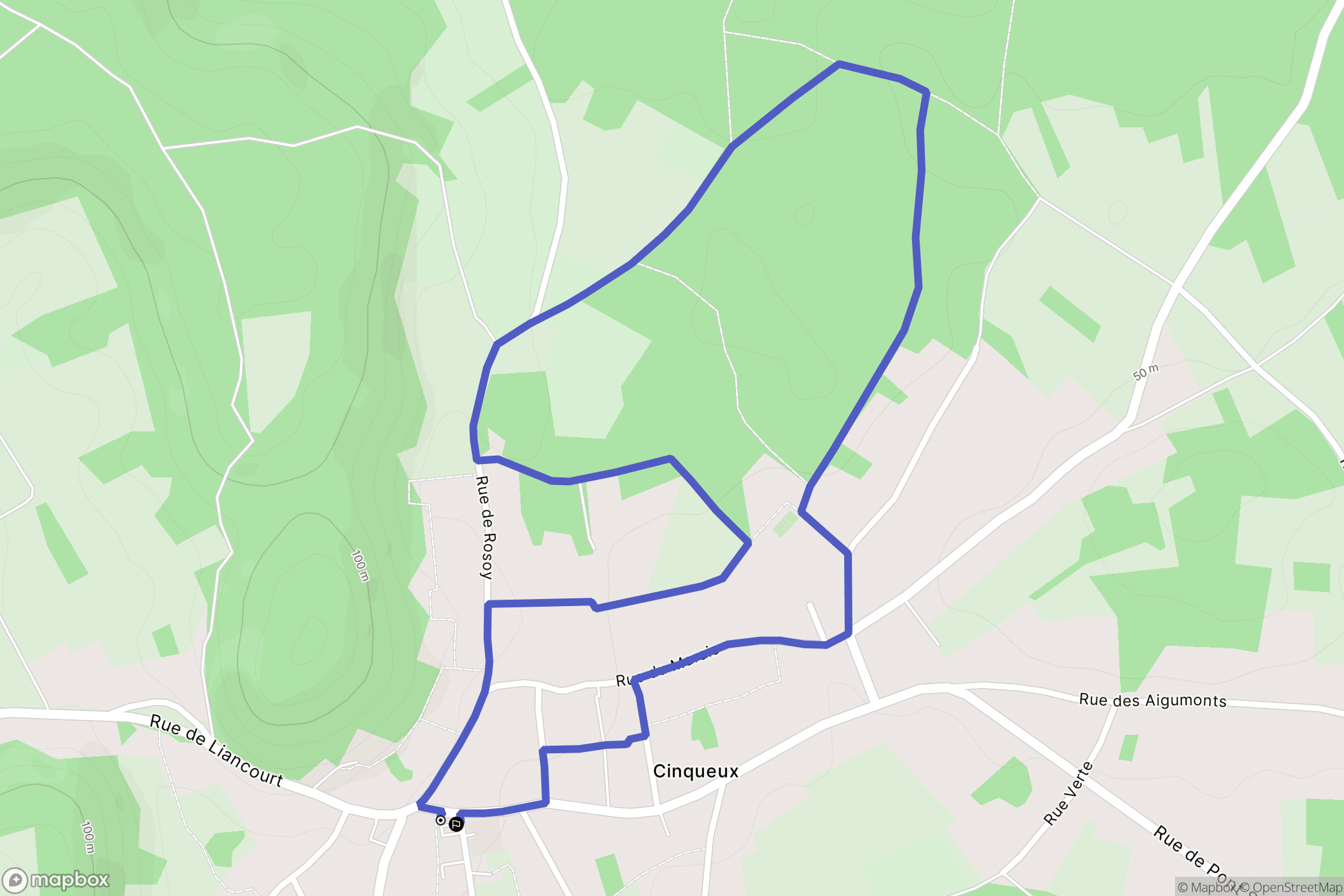 Cinqueux : carte du parcours de randonnée - France