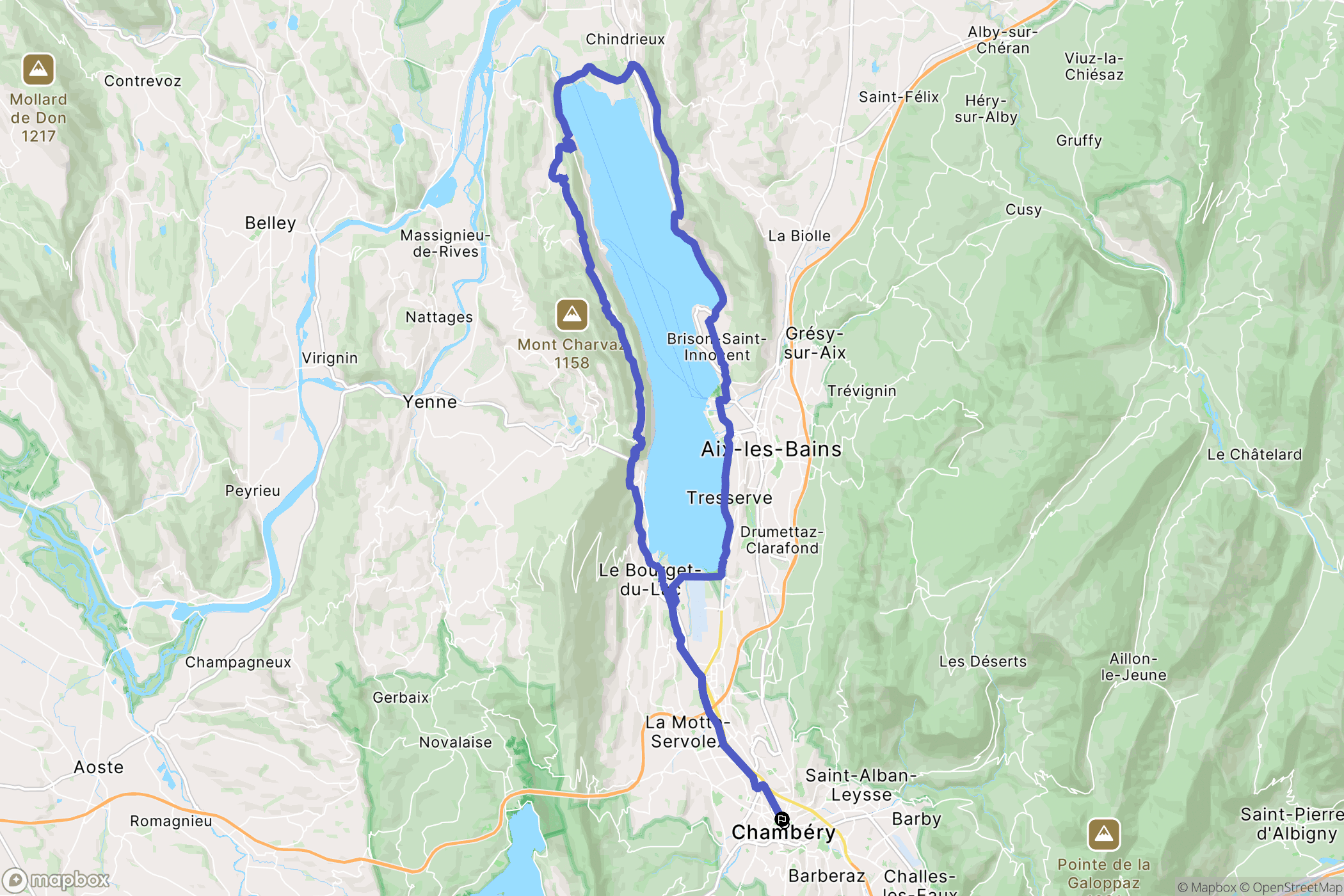 Chambéry : carte du parcours de randonnée - France