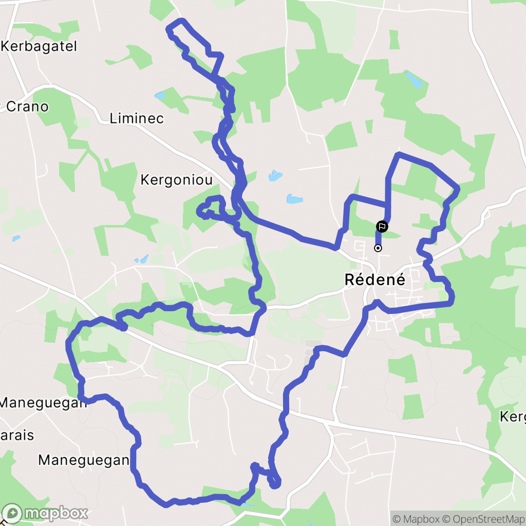 Rédéné : carte du parcours de randonnée - France
