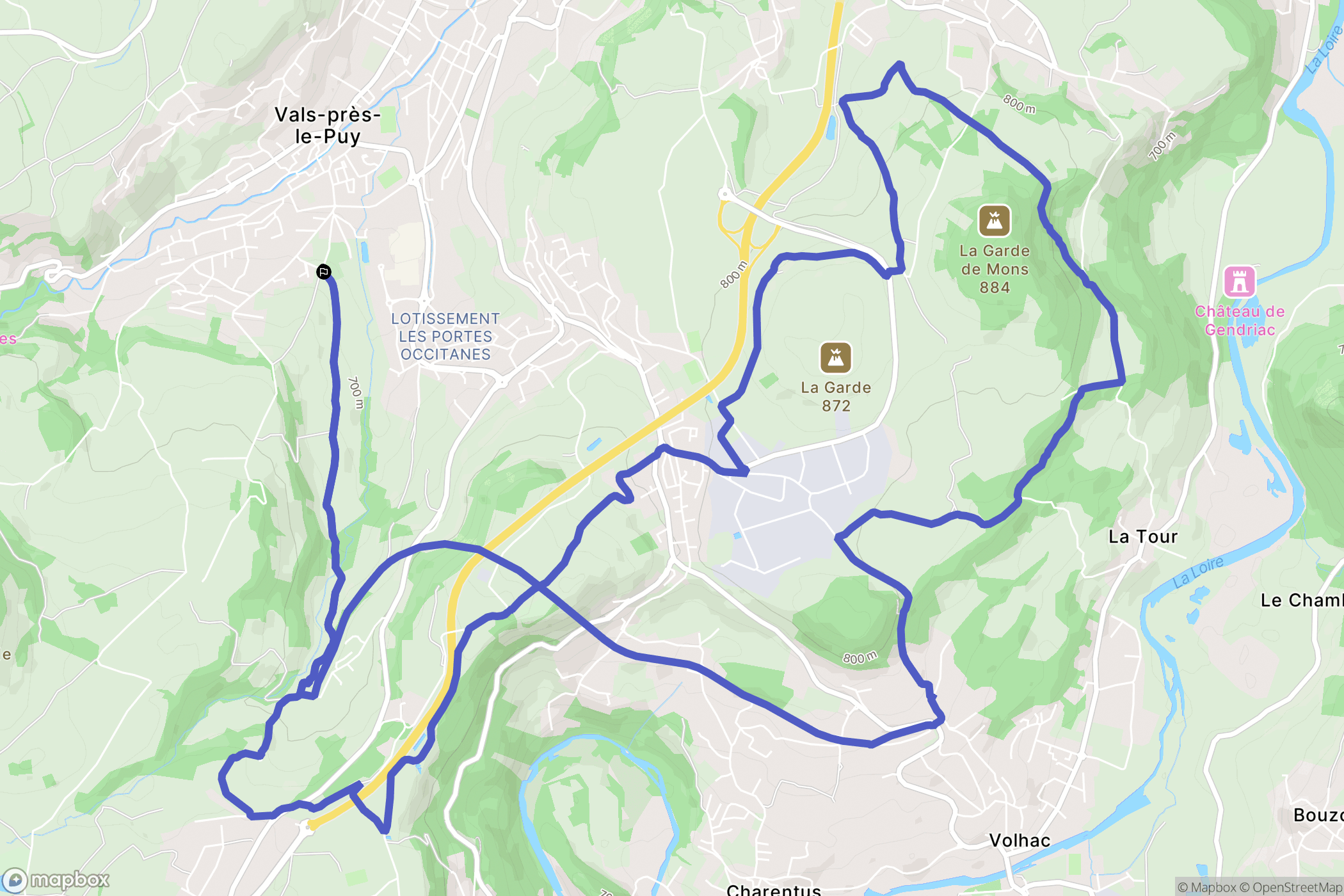 Vals-près-le-Puy : carte du parcours de randonnée - France