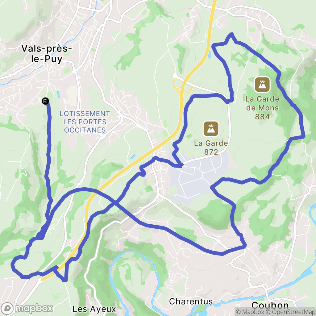 Vals-près-le-Puy : carte du parcours de randonnée - France