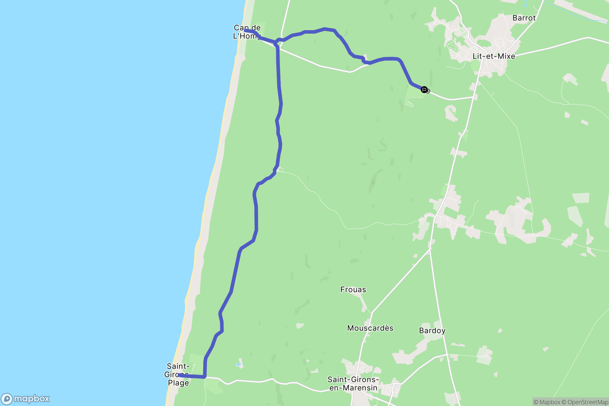 Lit-et-Mixe : carte du parcours de randonnée - France