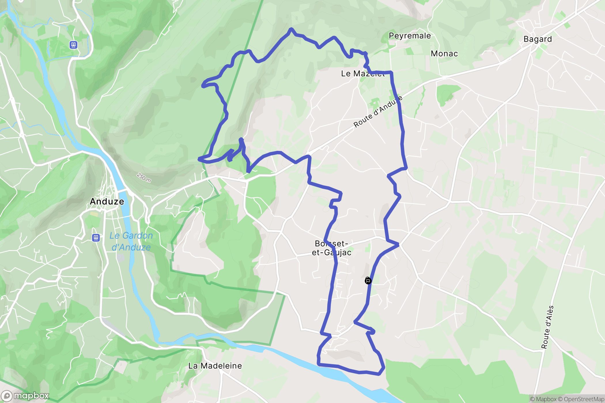 Boisset-et-Gaujac : carte du parcours de randonnée - France