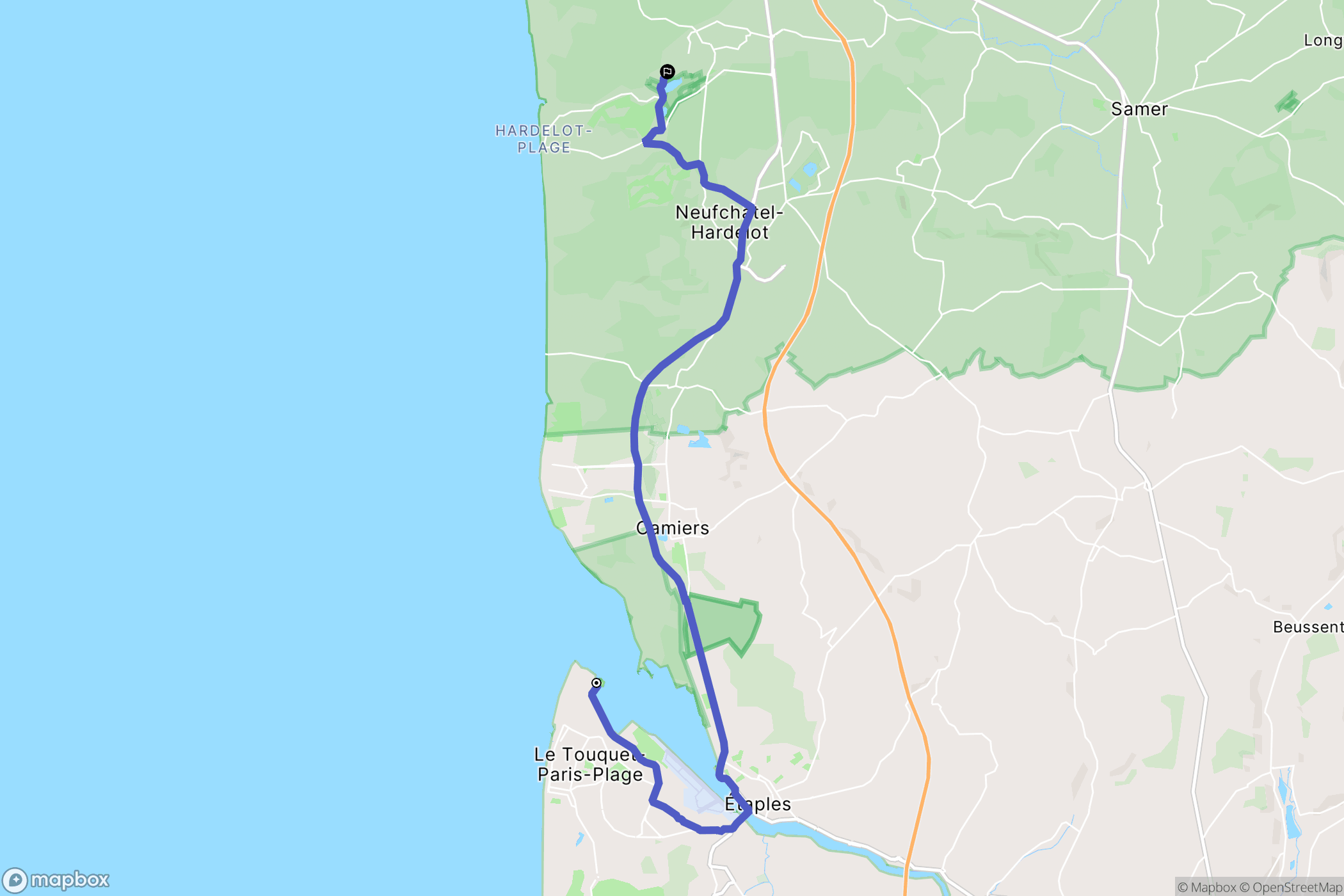 Le Touquet-Paris-Plage : carte du parcours de randonnée - France