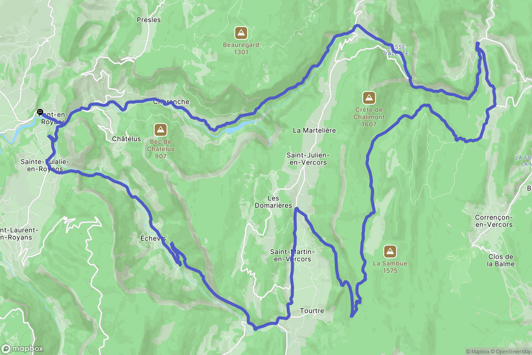 Pont-en-Royans : carte du parcours de randonnée - France