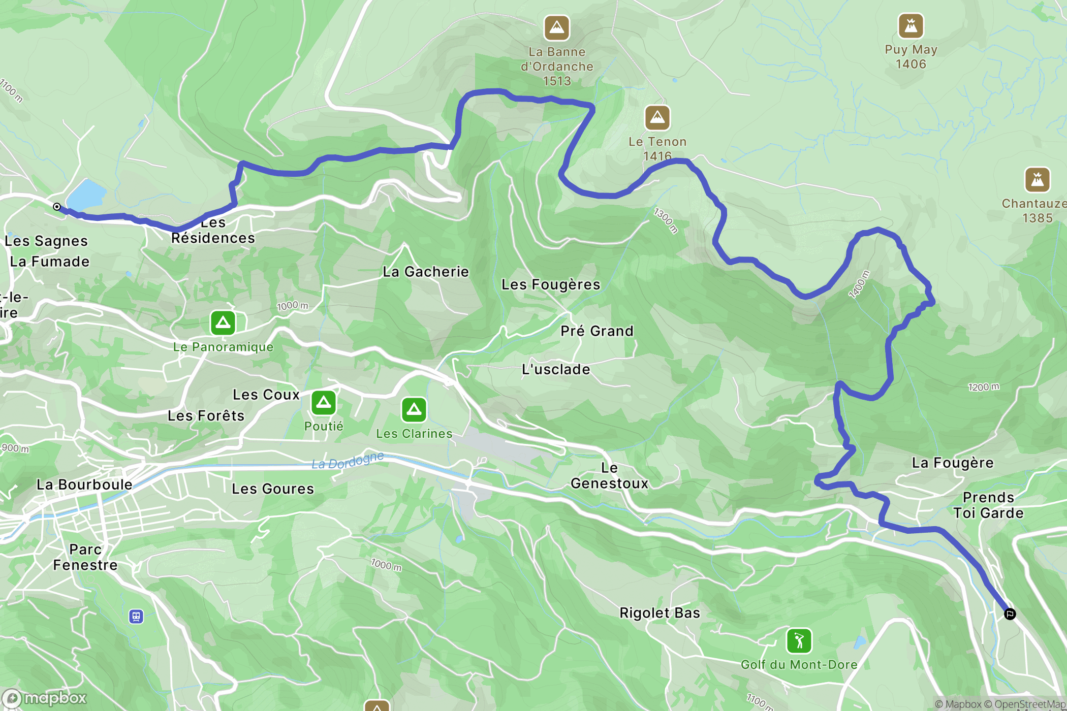 Murat-le-Quaire : carte du parcours de randonnée - France