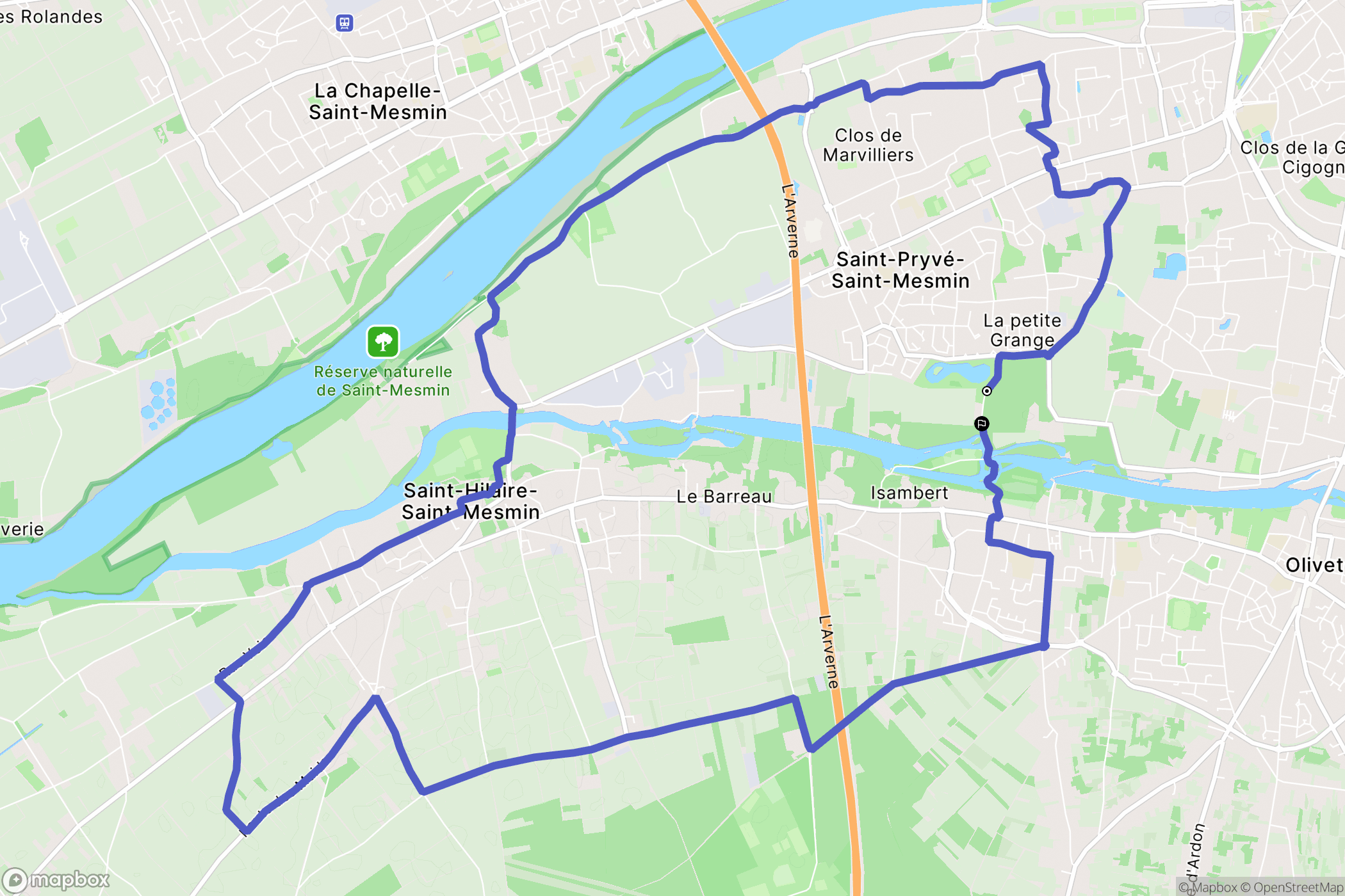 Olivet : carte du parcours de randonnée - France