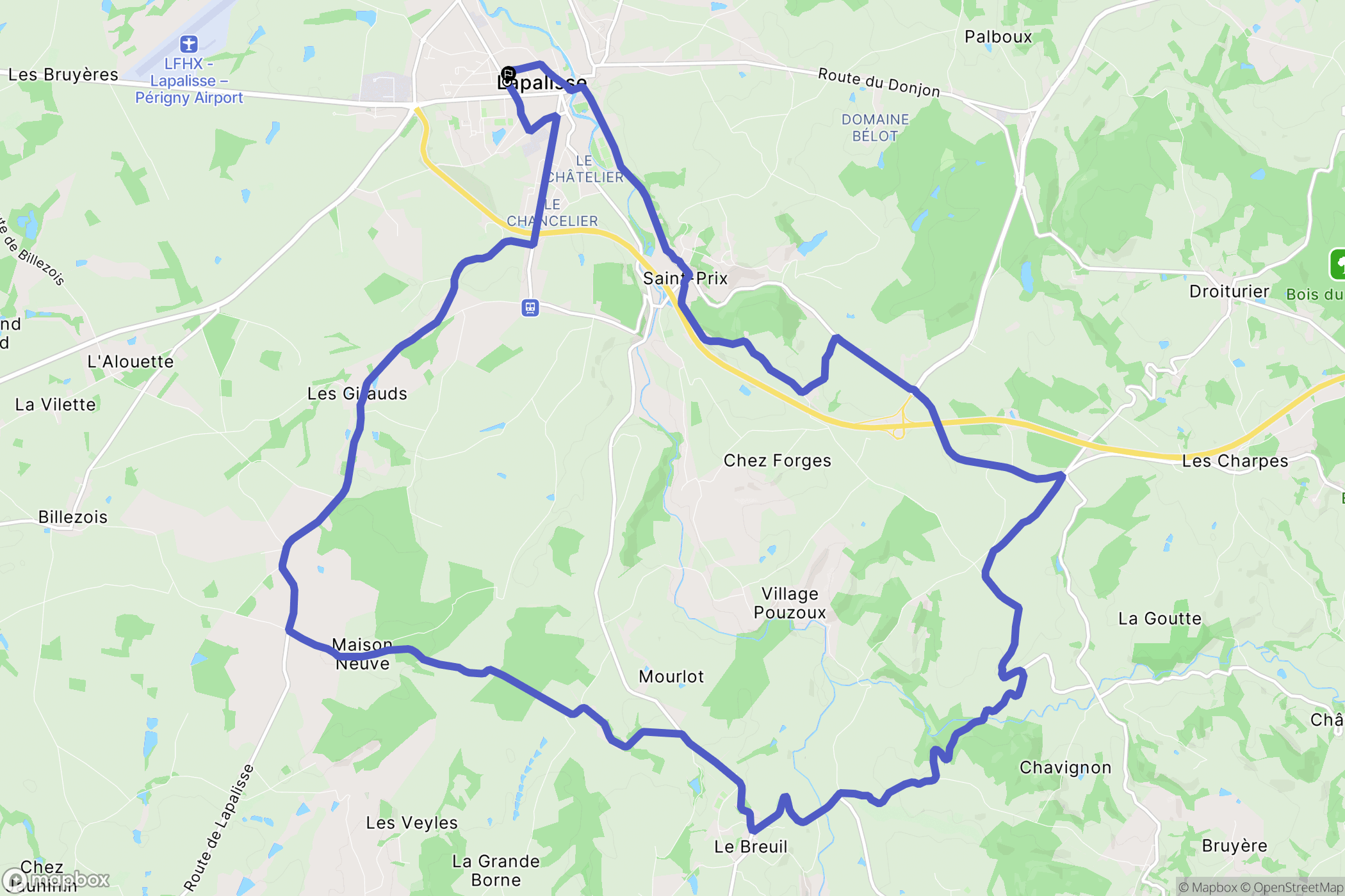 Lapalisse : carte du parcours de randonnée - France