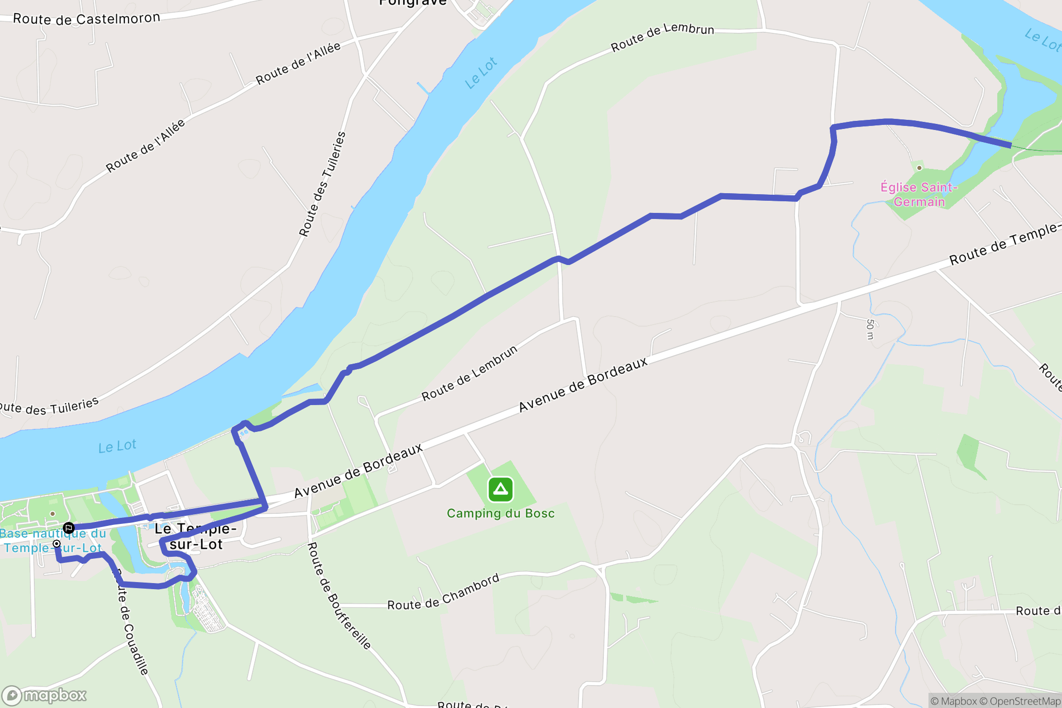 Le Temple-sur-Lot : carte du parcours de randonnée - France