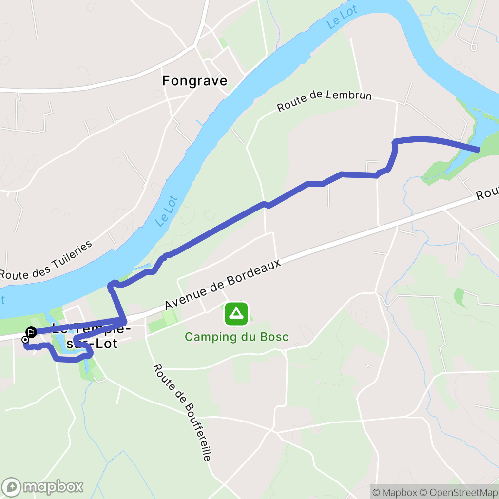 Le Temple-sur-Lot : carte du parcours de randonnée - France