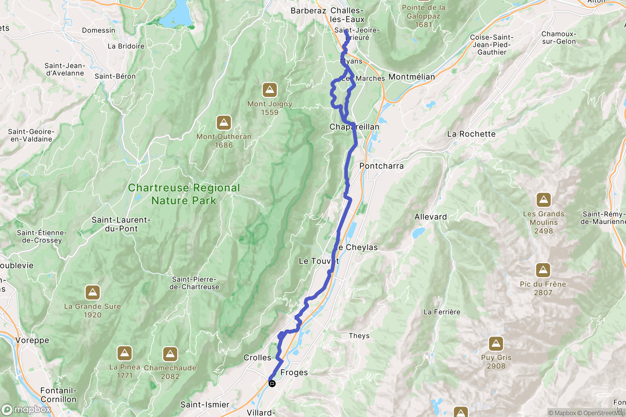 Villard-Bonnot : carte du parcours de randonnée - France