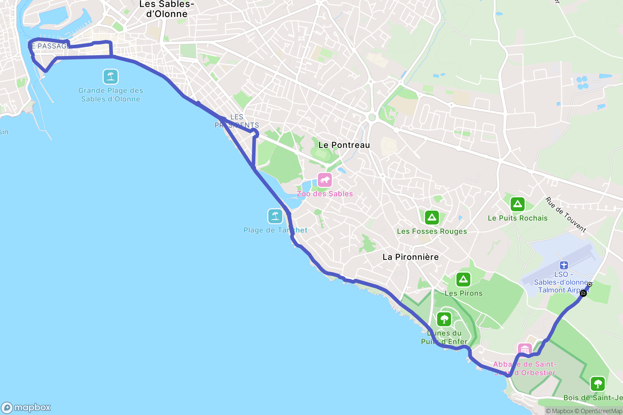 Les Sables-d'Olonne : carte du parcours de randonnée - France