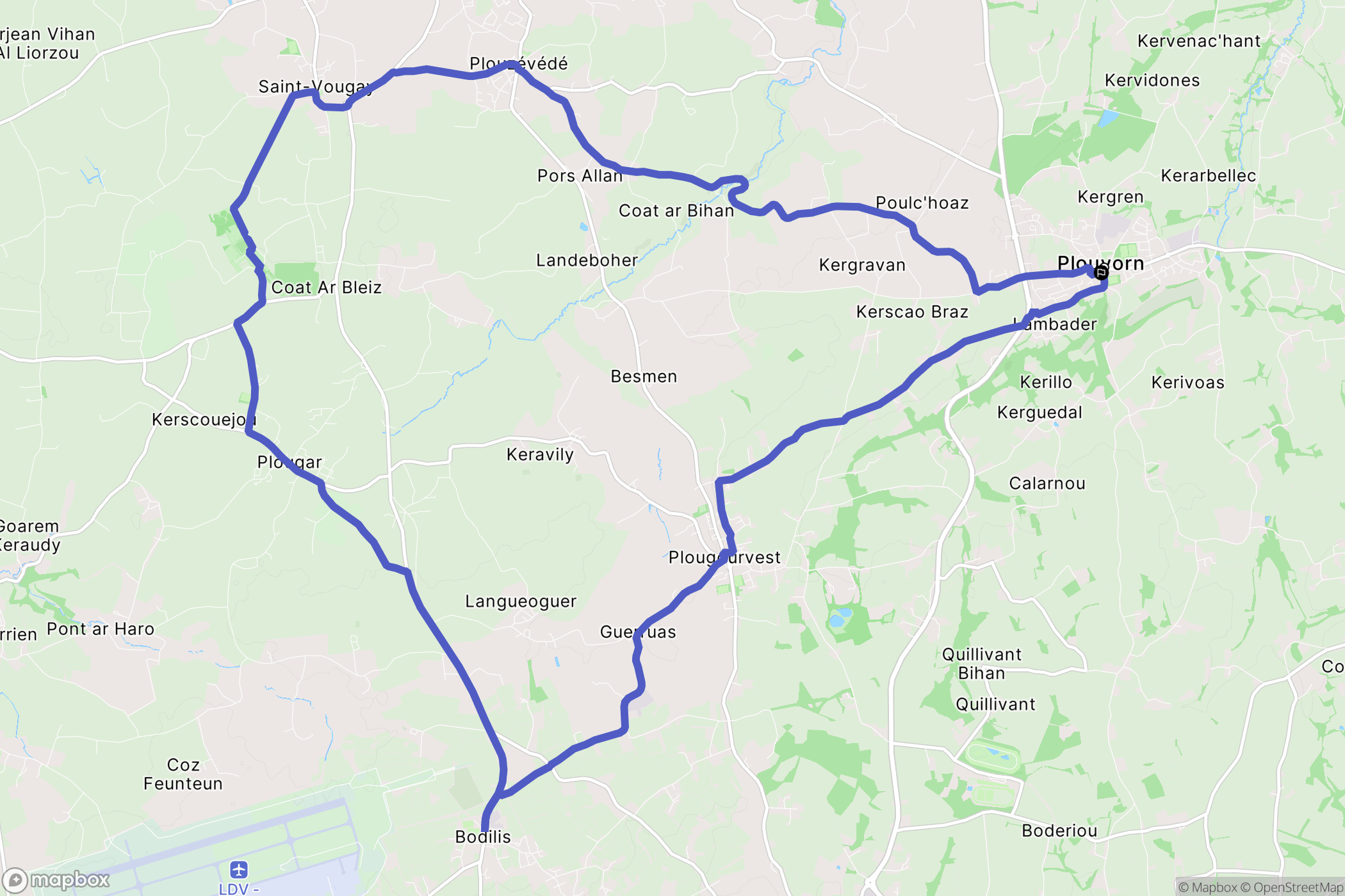 Plouvorn : carte du parcours de randonnée - France