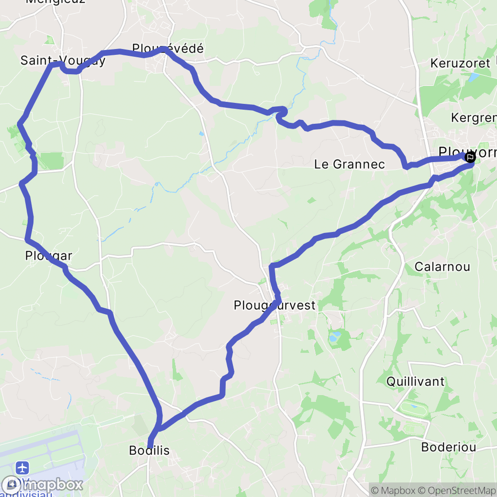 Plouvorn : carte du parcours de randonnée - France