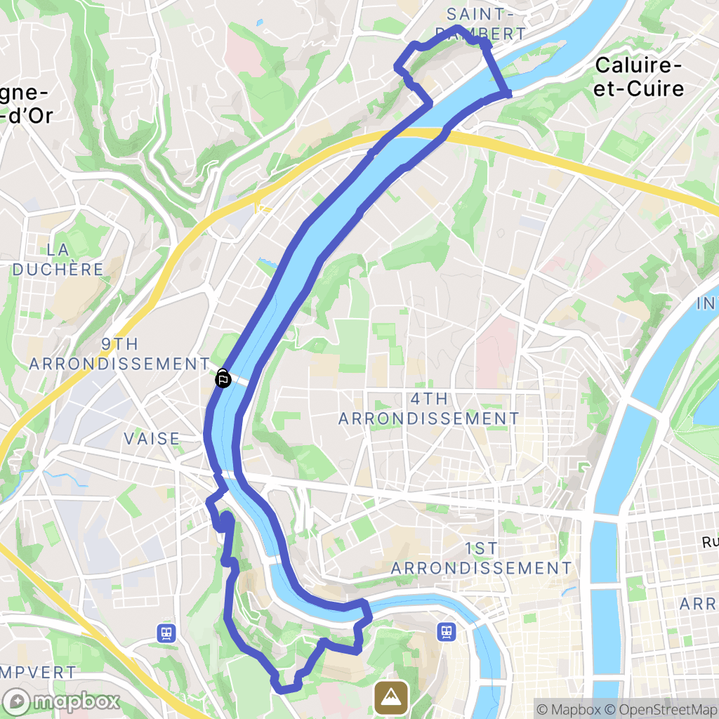 Lyon : carte du parcours de randonnée - France