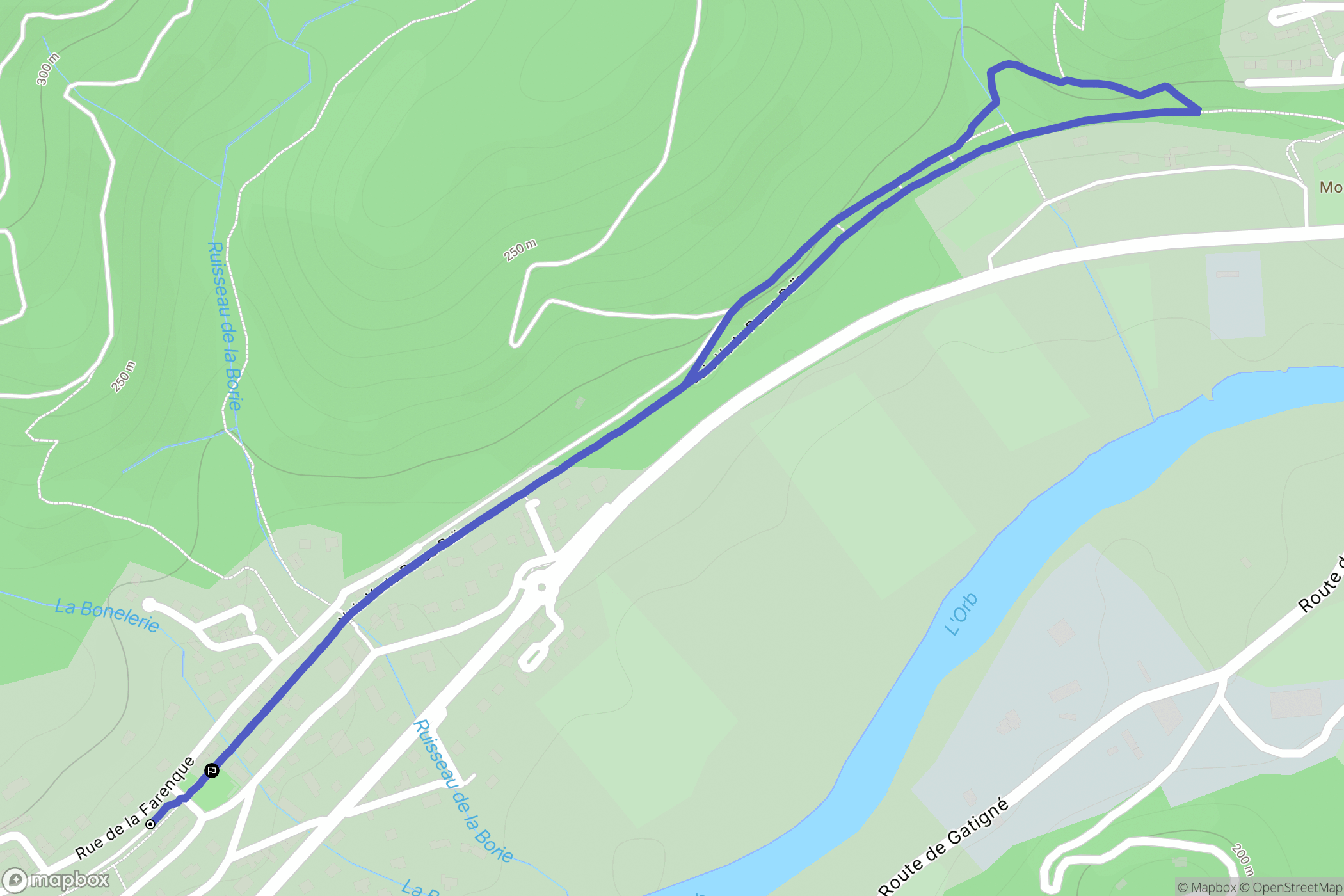 Le Poujol-sur-Orb : carte du parcours de randonnée - France