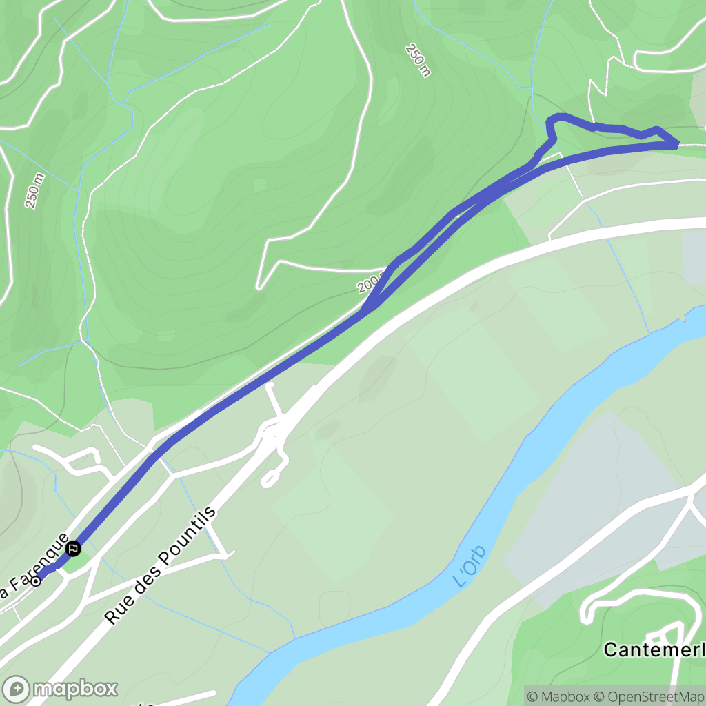 Le Poujol-sur-Orb : carte du parcours de randonnée - France