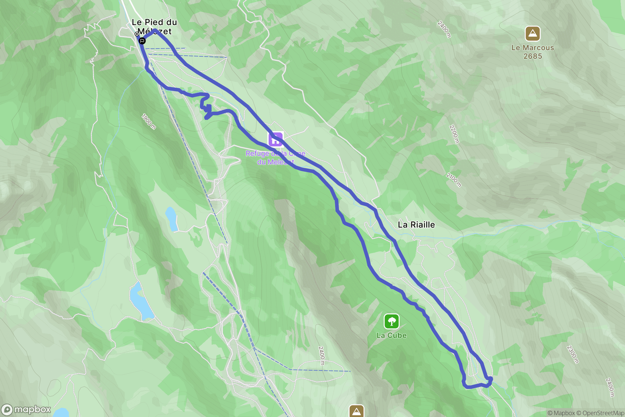 Ceillac : carte du parcours de randonnée - France