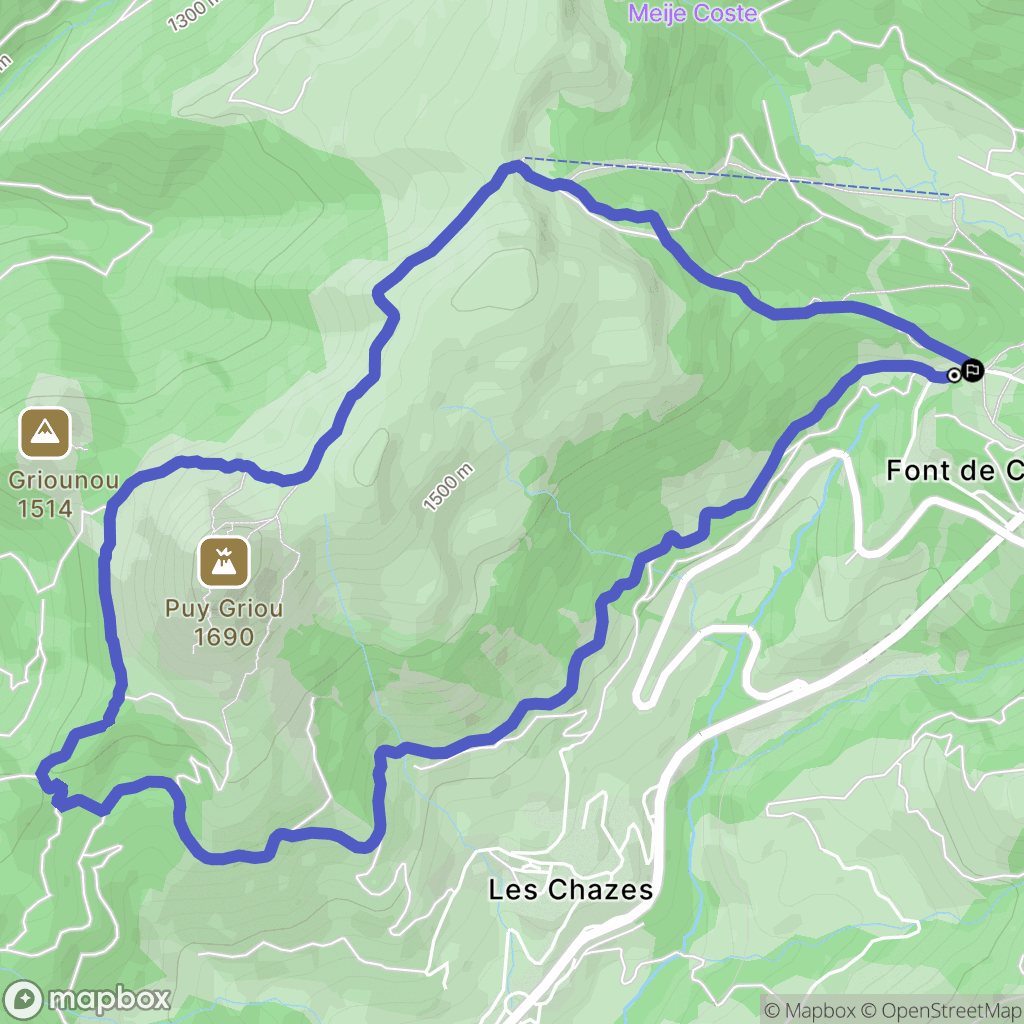 Saint-Jacques-des-Blats : carte du parcours de randonnée - France