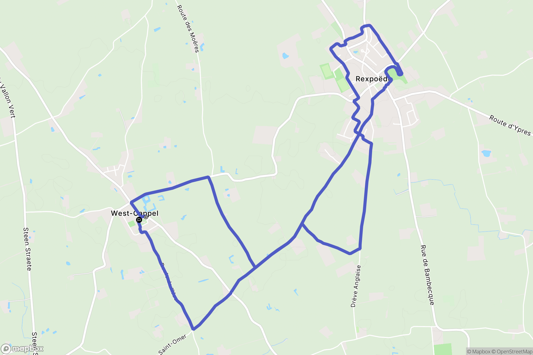 West-Cappel : carte du parcours de randonnée - France